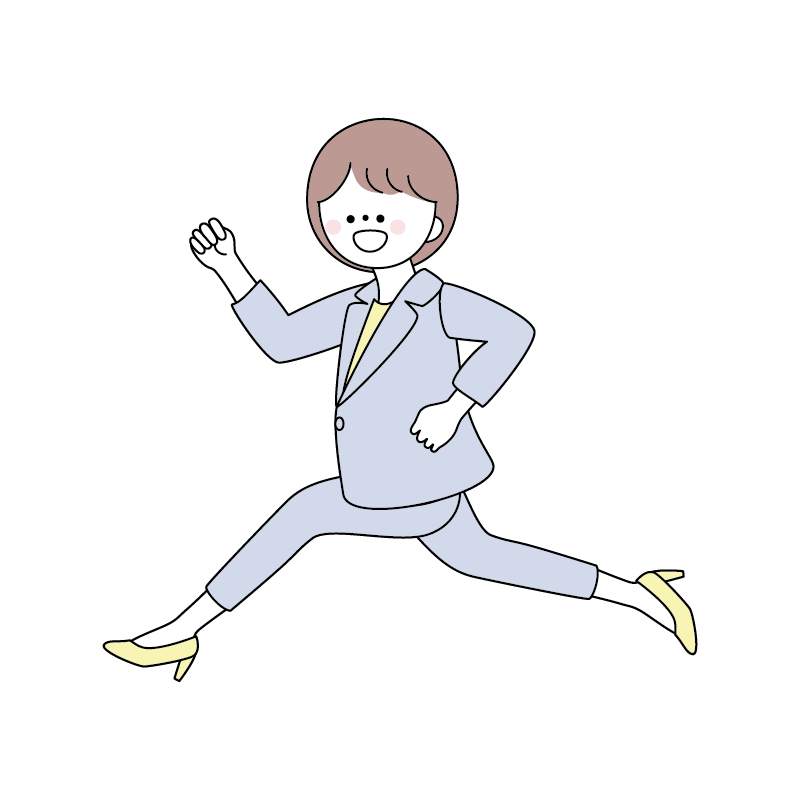 大股で走るビジネスウーマンの無料イラスト素材(商用利用OK)
