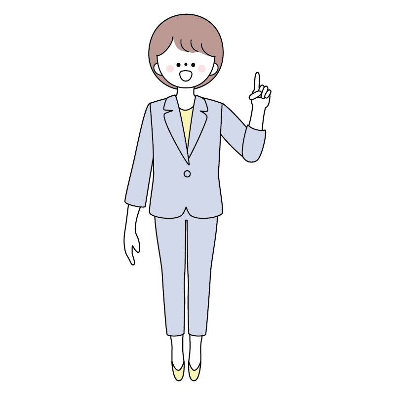 笑顔で案内するスーツの女性のイラストの無料イラスト素材（商用利用OK）
