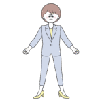 怒り顔で気合を入れるスーツの女性のイラスト