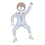 怒って暴れるスーツの女性のイラスト