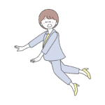 つまずいて転けそうなスーツの女性のイラスト