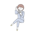 スマホをしながら困っている足を組んで座っているスーツの女性のイラスト